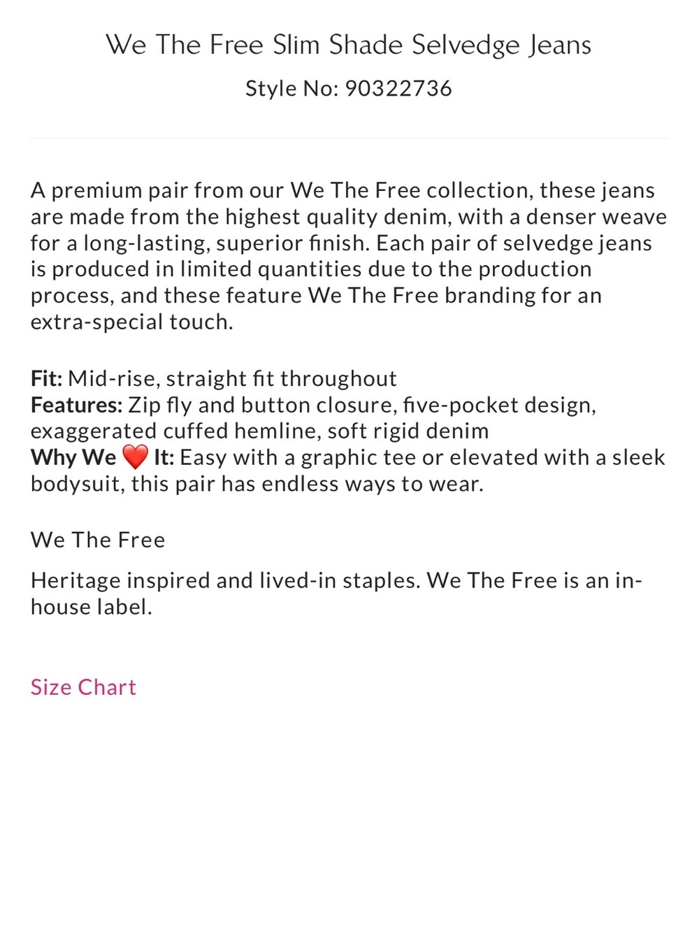 We The Free by Free People Slade Slim Selvedge Jean - Picture 16 of 16